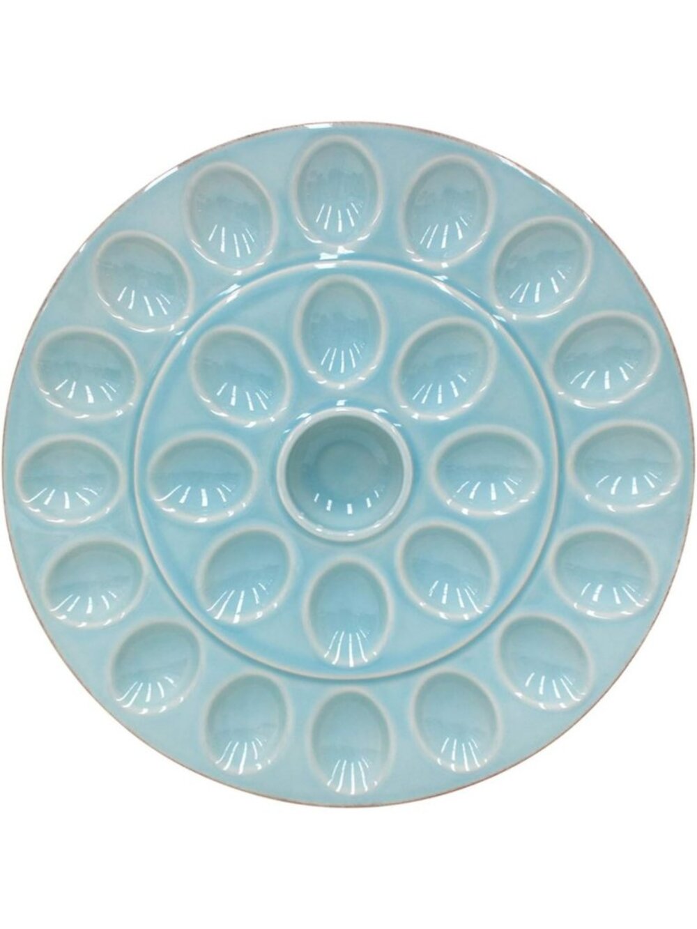 Ceramic Stoneware 13'' Egg Platter - Robin's Egg Blue, Microwave & Oven Safe